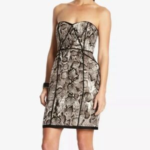 BCBGMaxAzria Strapless Shana Snake Print Dress - Size 4